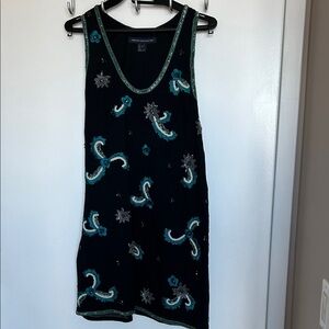 French Connection black dress with embroidery and sequins